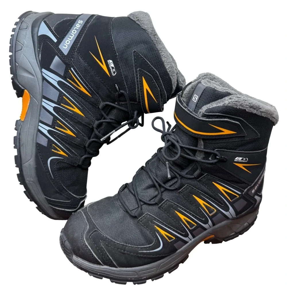 Salomon XA Pro CS Waterproof Winter Boots Faux Fur Lined Black Orange Mens 5.5